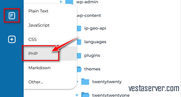 ایجاد فایل php در پنل هاست