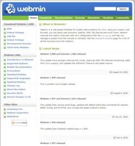 عکس کنترل پنل‌ Webmin