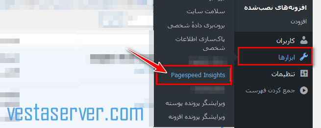 گزینه Pagespeed Insights